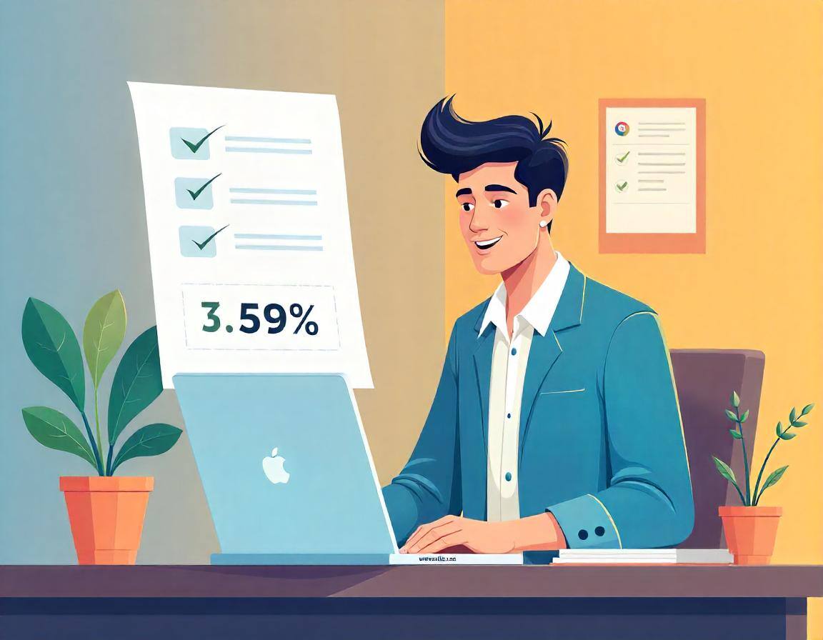 Freelancer working the his laptop mac establishing rates for his services